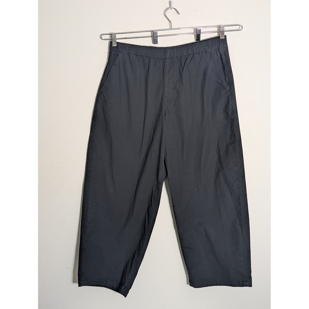 American Eagle Womens Black Pants NWT Stretch Wide Barrel Leg Crop Neutral Large